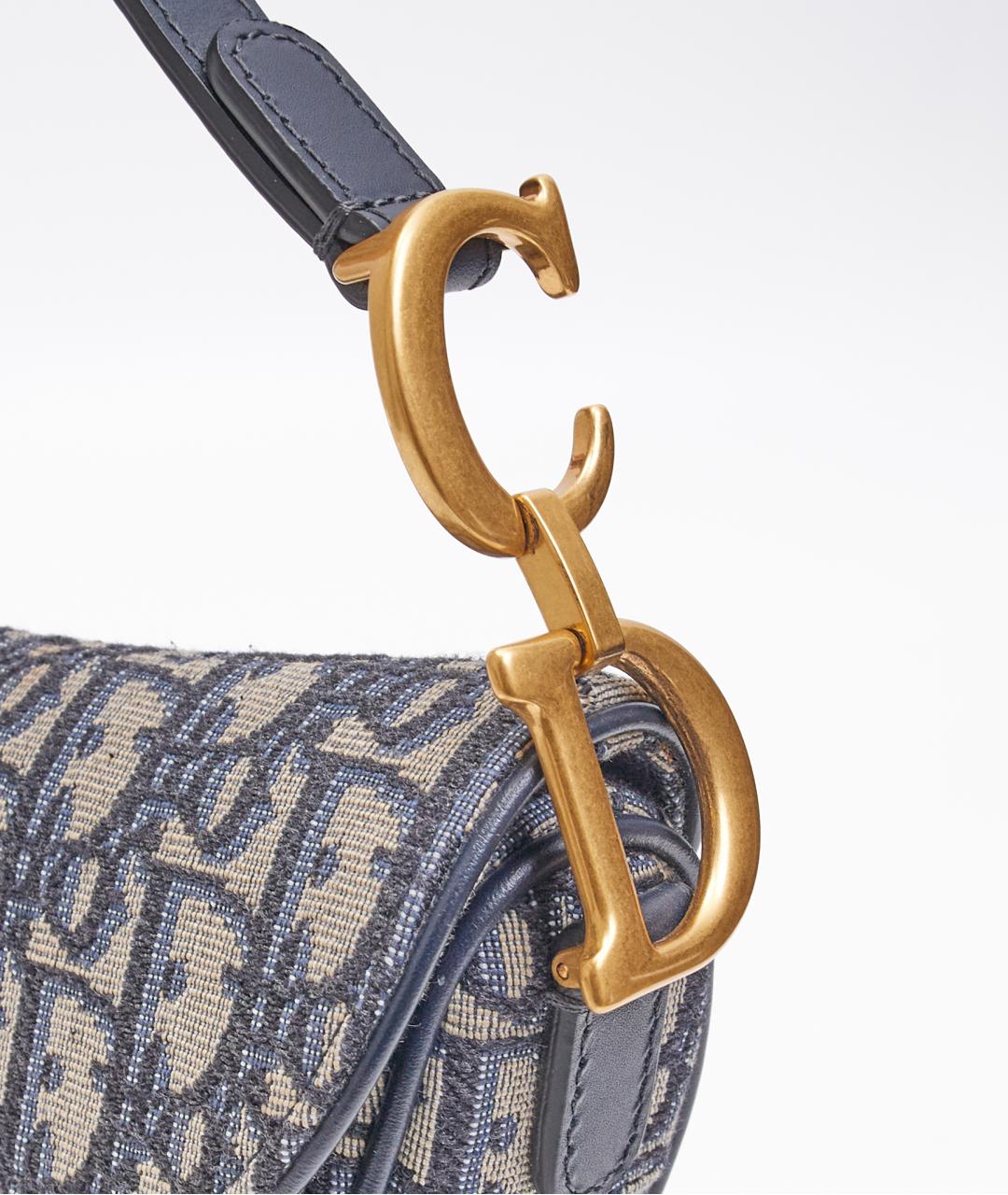 CHRISTIAN DIOR Синяя тканевая сумка с короткими ручками, фото 5