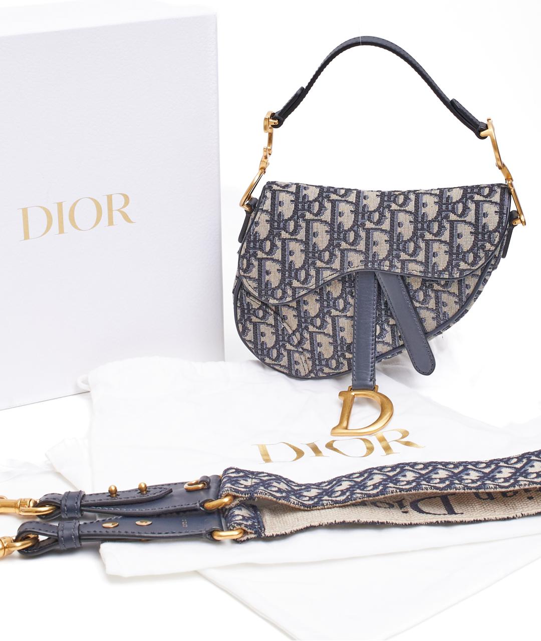 CHRISTIAN DIOR Синяя тканевая сумка с короткими ручками, фото 6