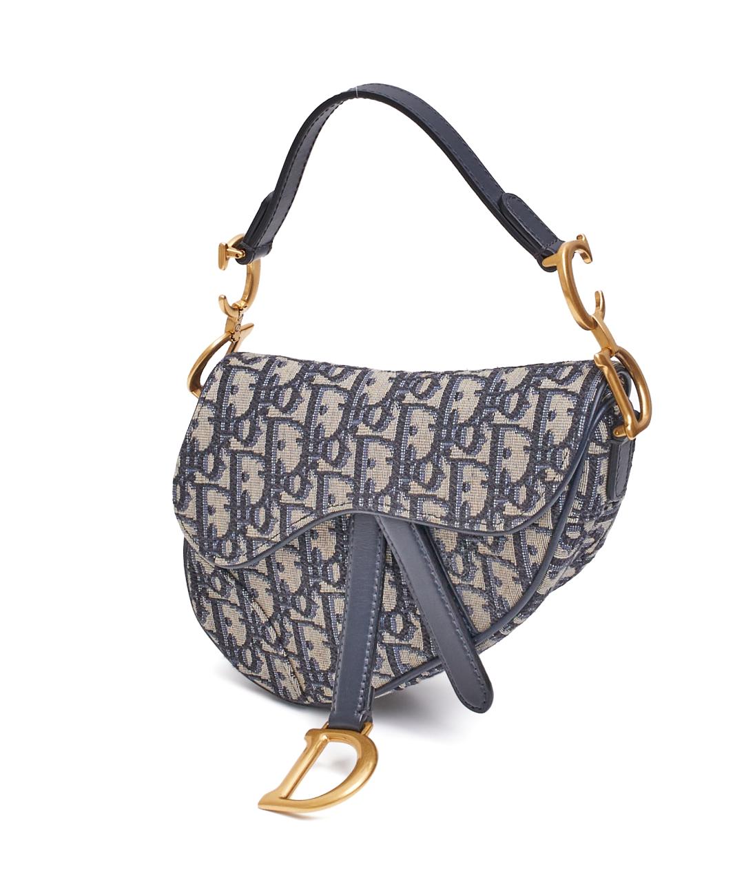 CHRISTIAN DIOR Синяя тканевая сумка с короткими ручками, фото 3