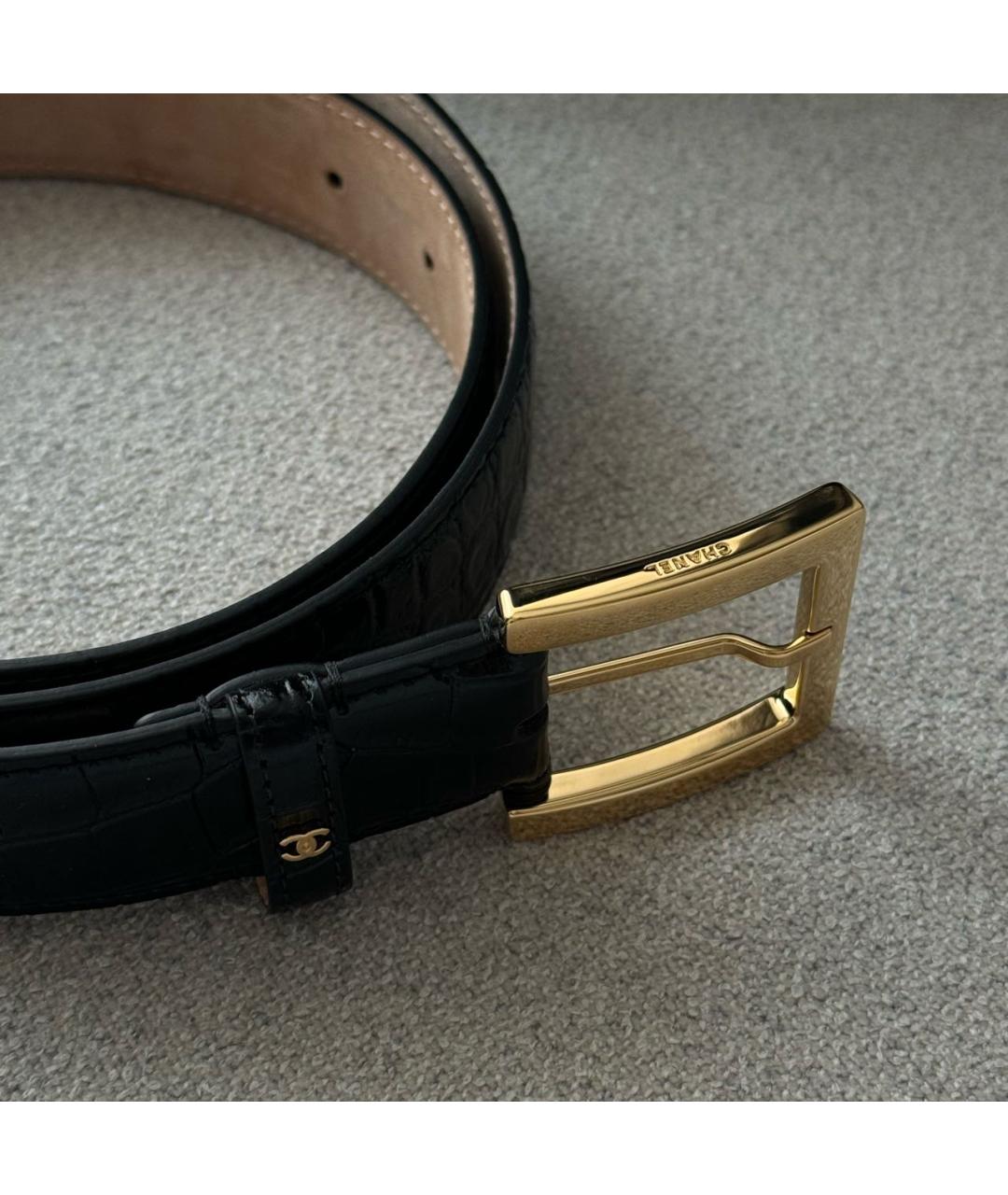 CHANEL Черный кожаный ремень, фото 4
