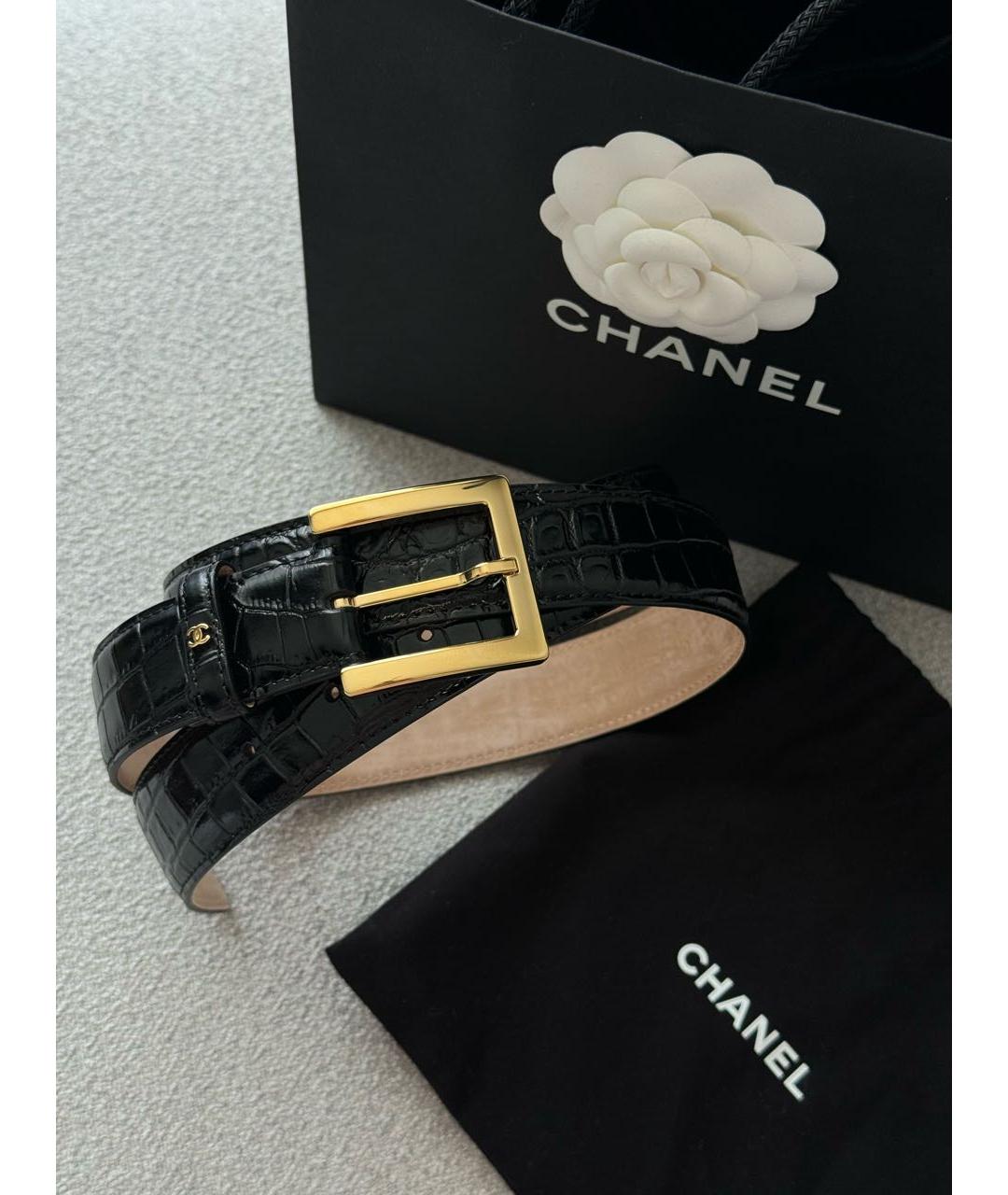 CHANEL Черный кожаный ремень, фото 9