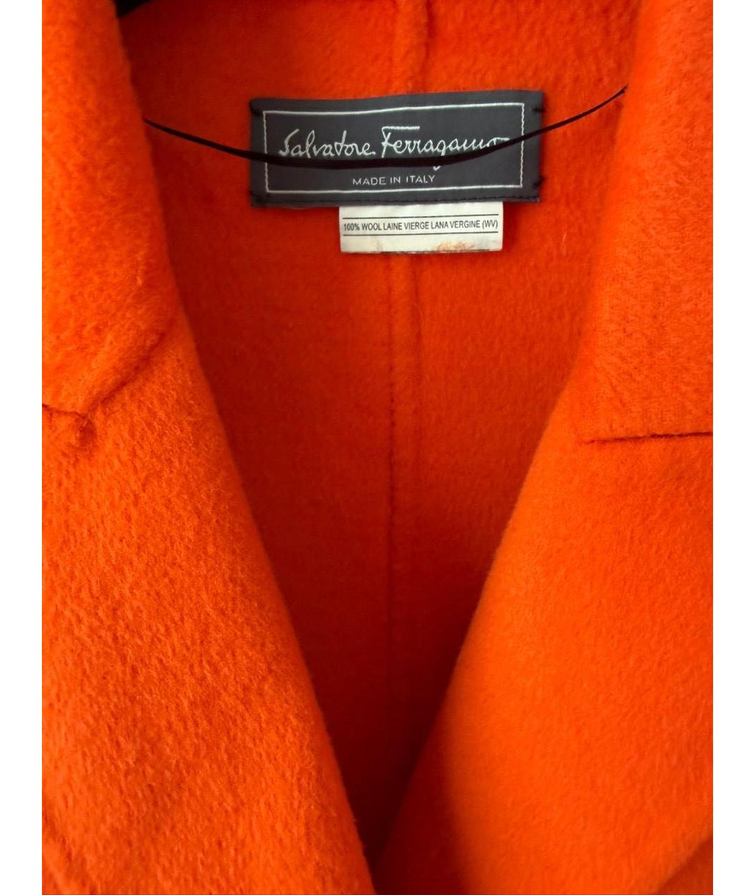 FERRAGAMO Оранжевое шерстяное пальто, фото 2