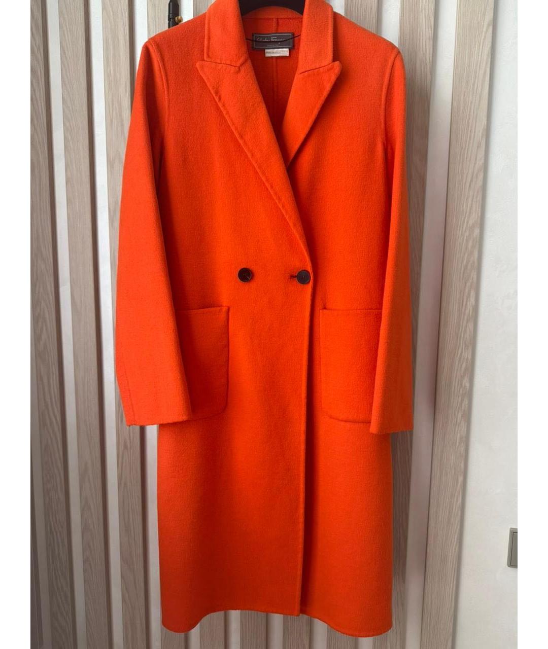 FERRAGAMO Оранжевое шерстяное пальто, фото 5