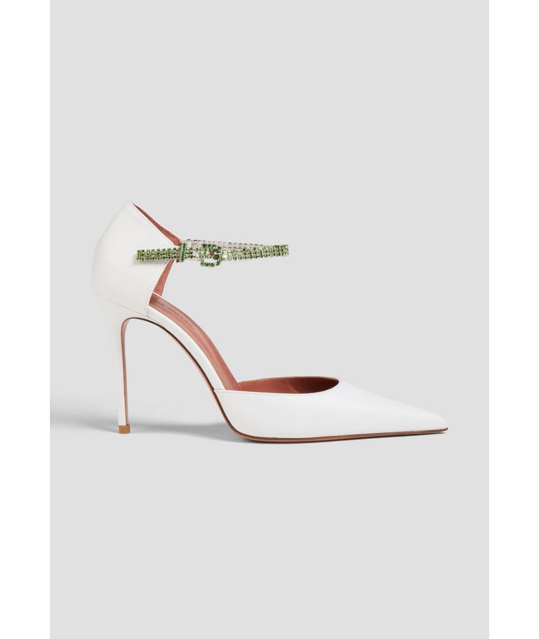 Amina Muaddi Белые кожаные туфли, фото 5