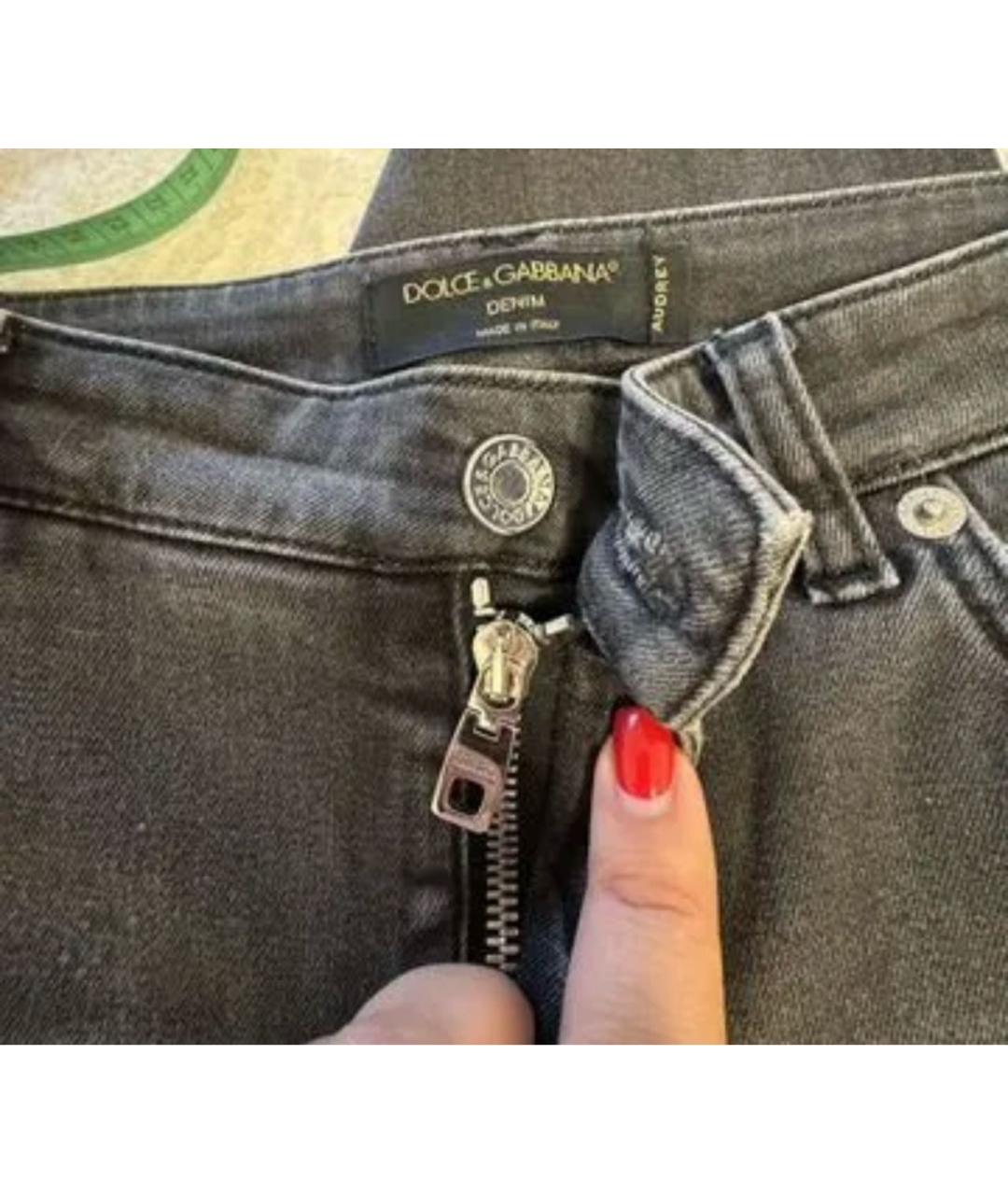 DOLCE&GABBANA Серые хлопко-эластановые джинсы слим, фото 3