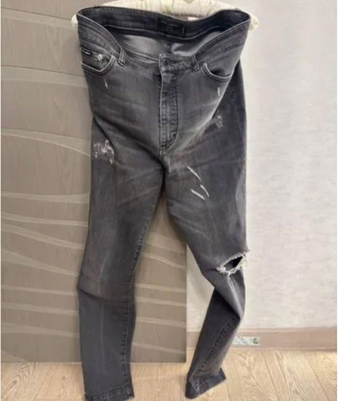 DOLCE&GABBANA Серые хлопко-эластановые джинсы слим, фото 7