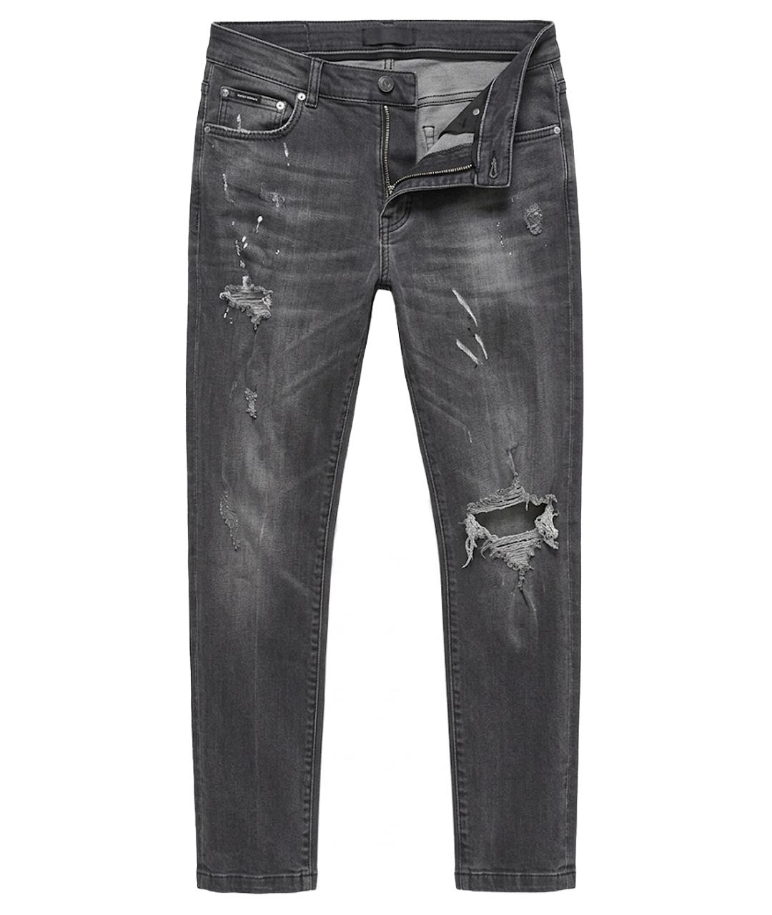 DOLCE&GABBANA Серые хлопко-эластановые джинсы слим, фото 1