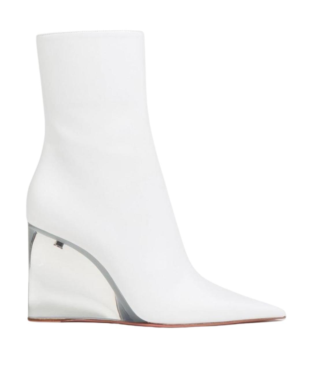 Amina Muaddi Белые кожаные ботильоны, фото 1