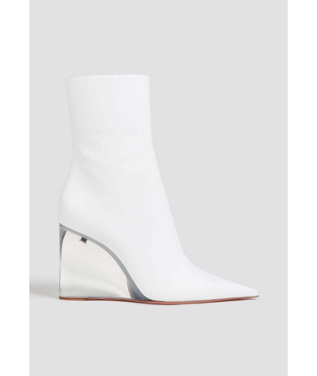 Amina Muaddi Белые кожаные ботильоны, фото 4