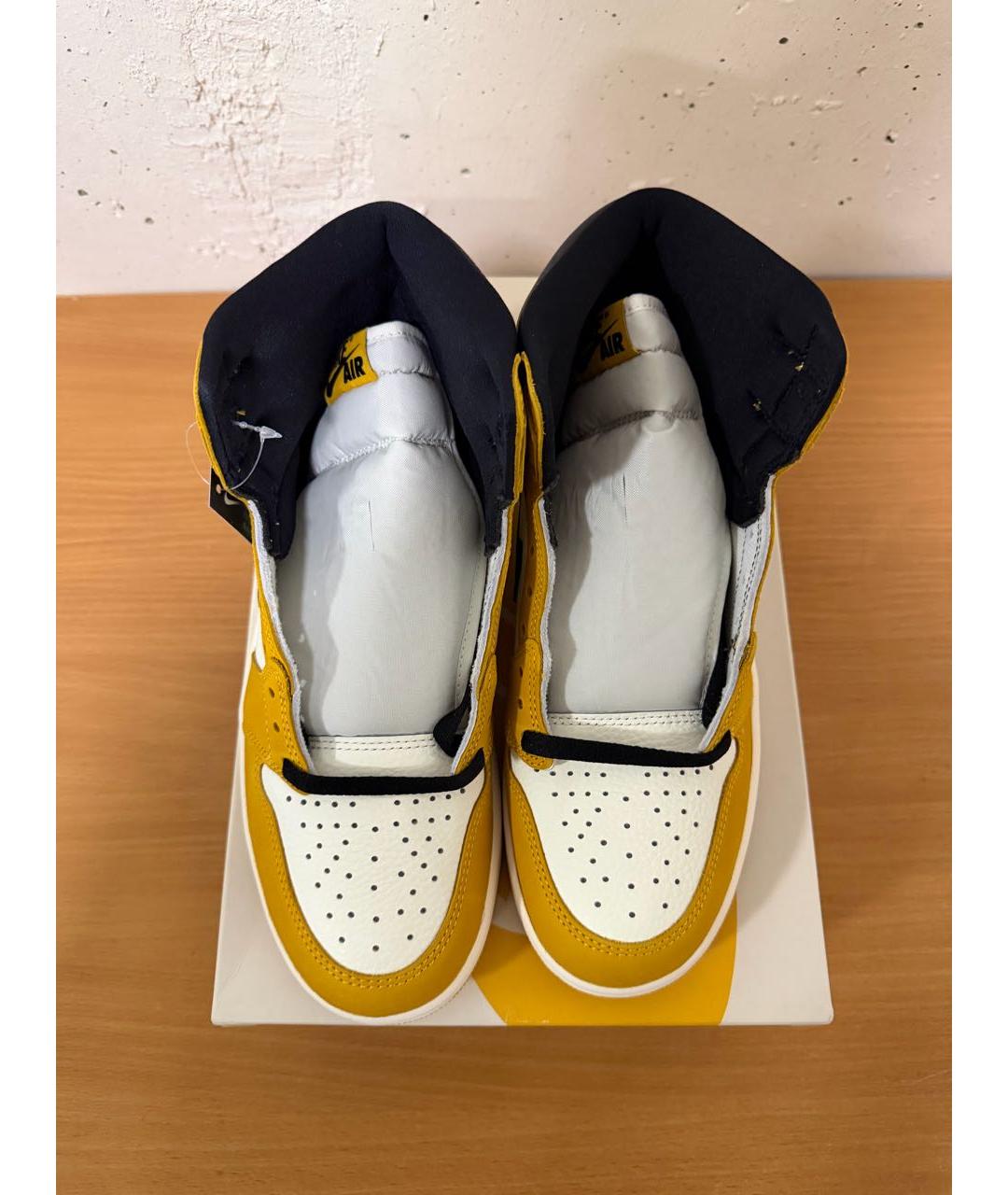 JORDAN Горчичные высокие кроссовки / кеды из искусственной кожи, фото 2