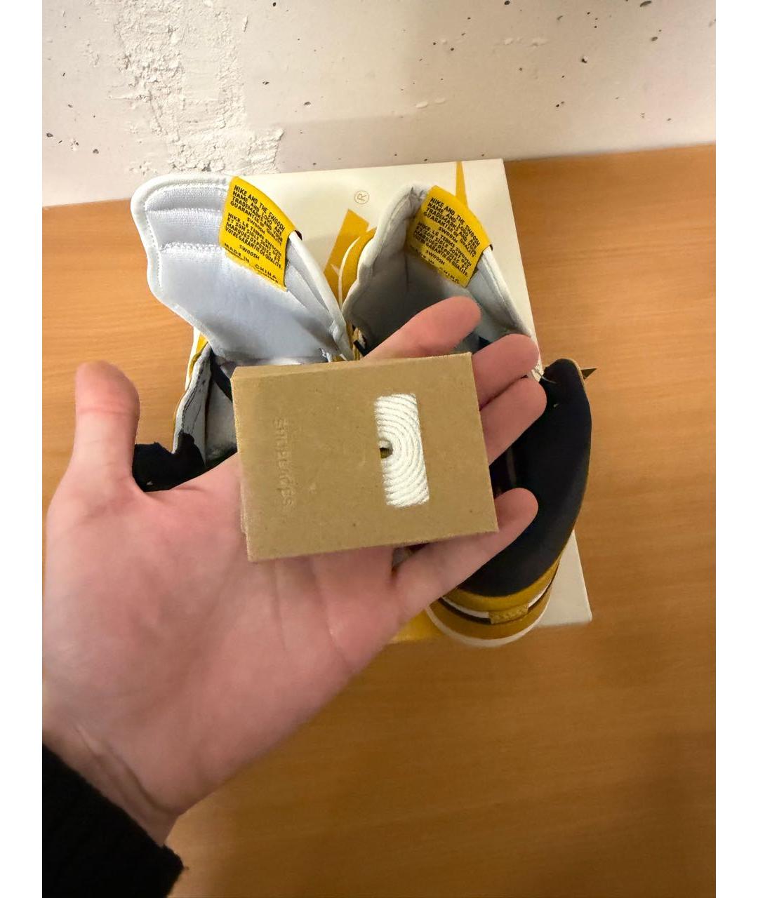 JORDAN Горчичные высокие кроссовки / кеды из искусственной кожи, фото 5