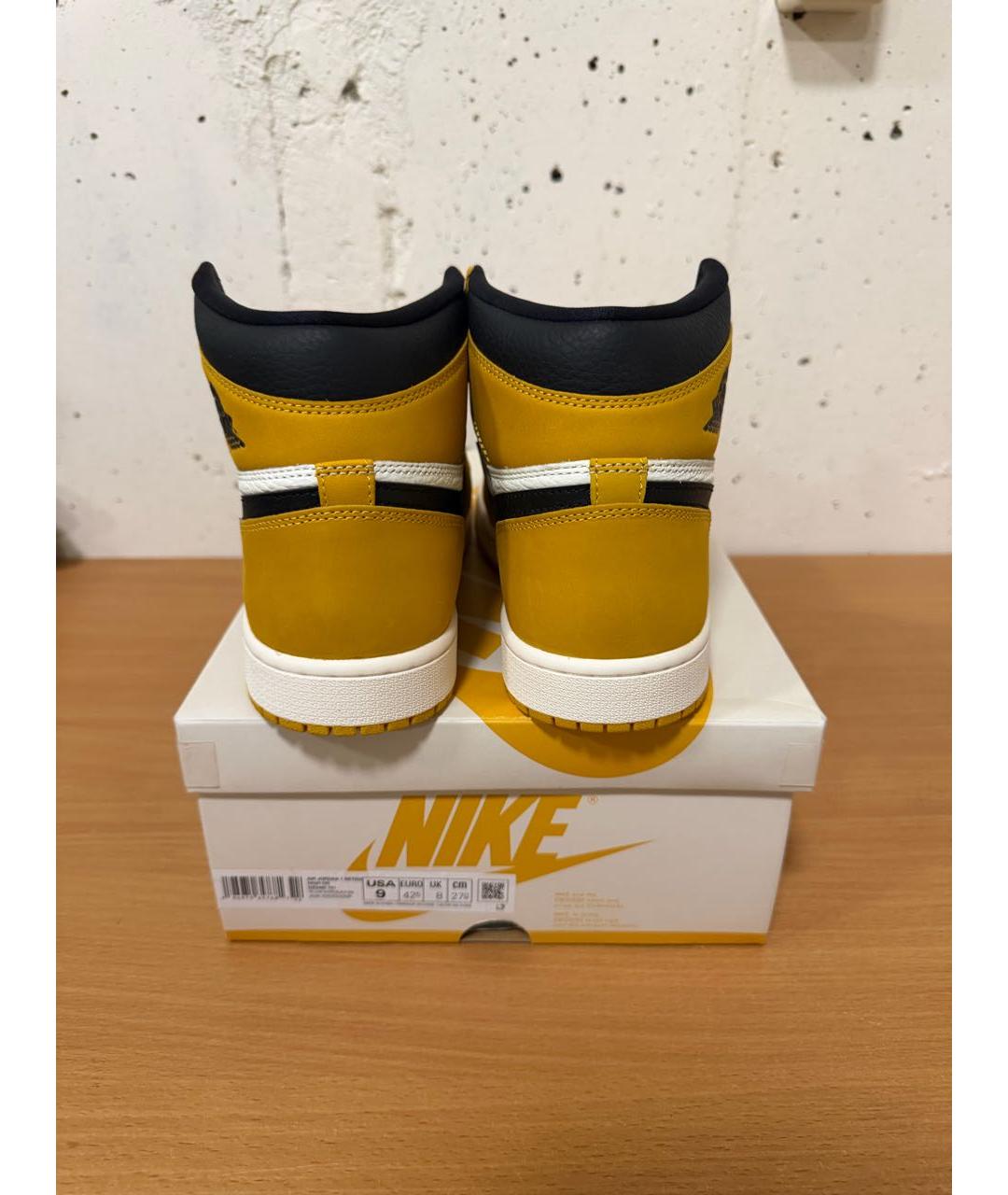 JORDAN Горчичные высокие кроссовки / кеды из искусственной кожи, фото 4