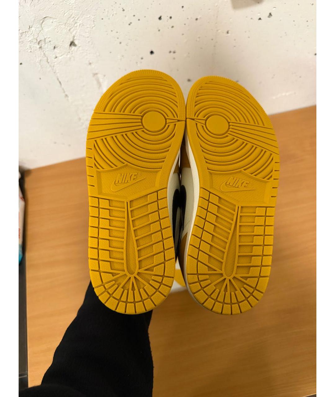 JORDAN Горчичные высокие кроссовки / кеды из искусственной кожи, фото 8