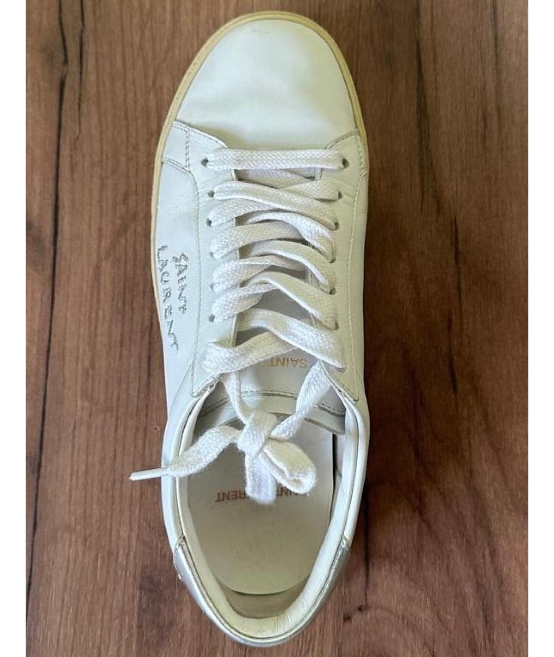 SAINT LAURENT Белые кожаные кеды, фото 3