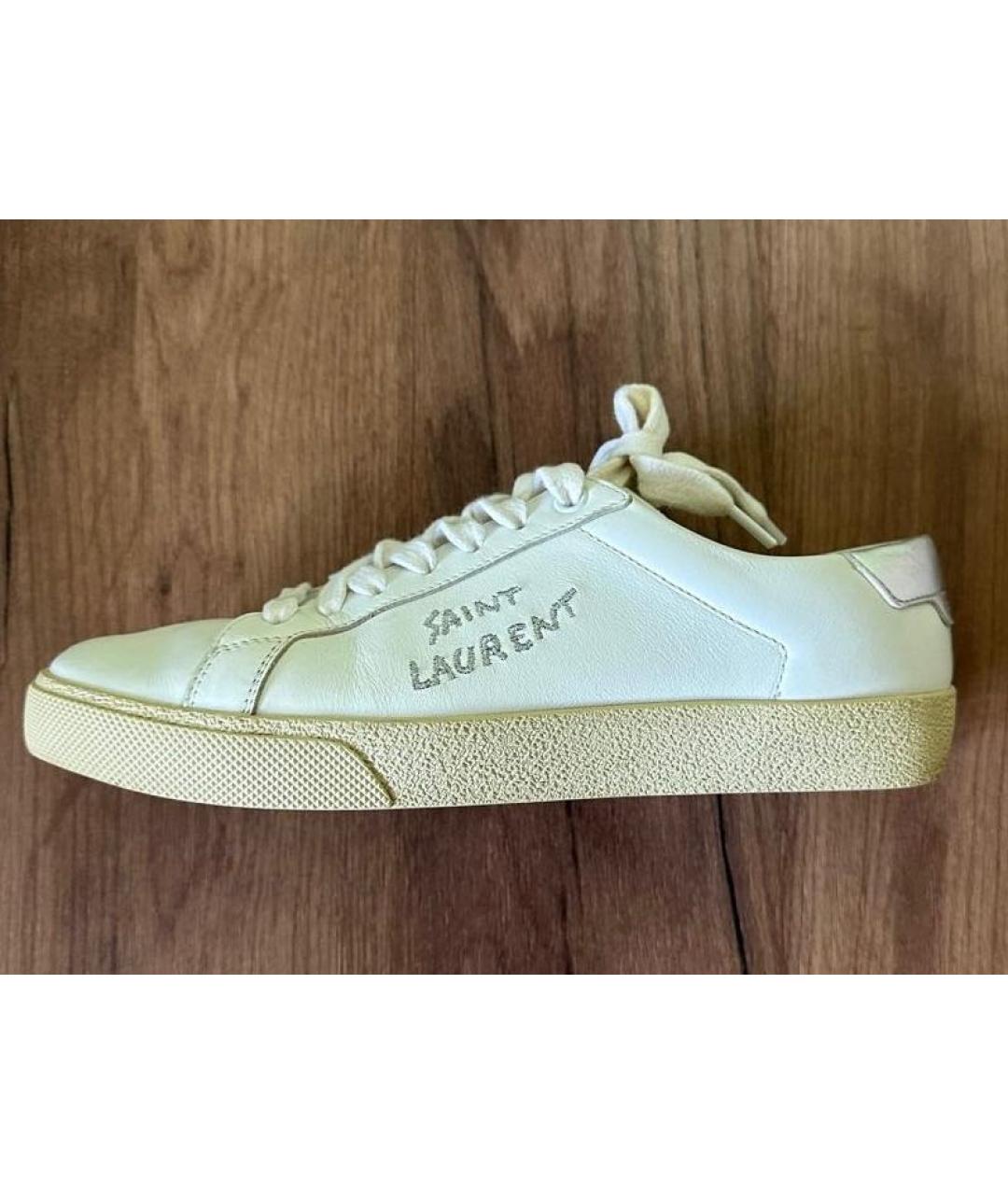 SAINT LAURENT Белые кожаные кеды, фото 4