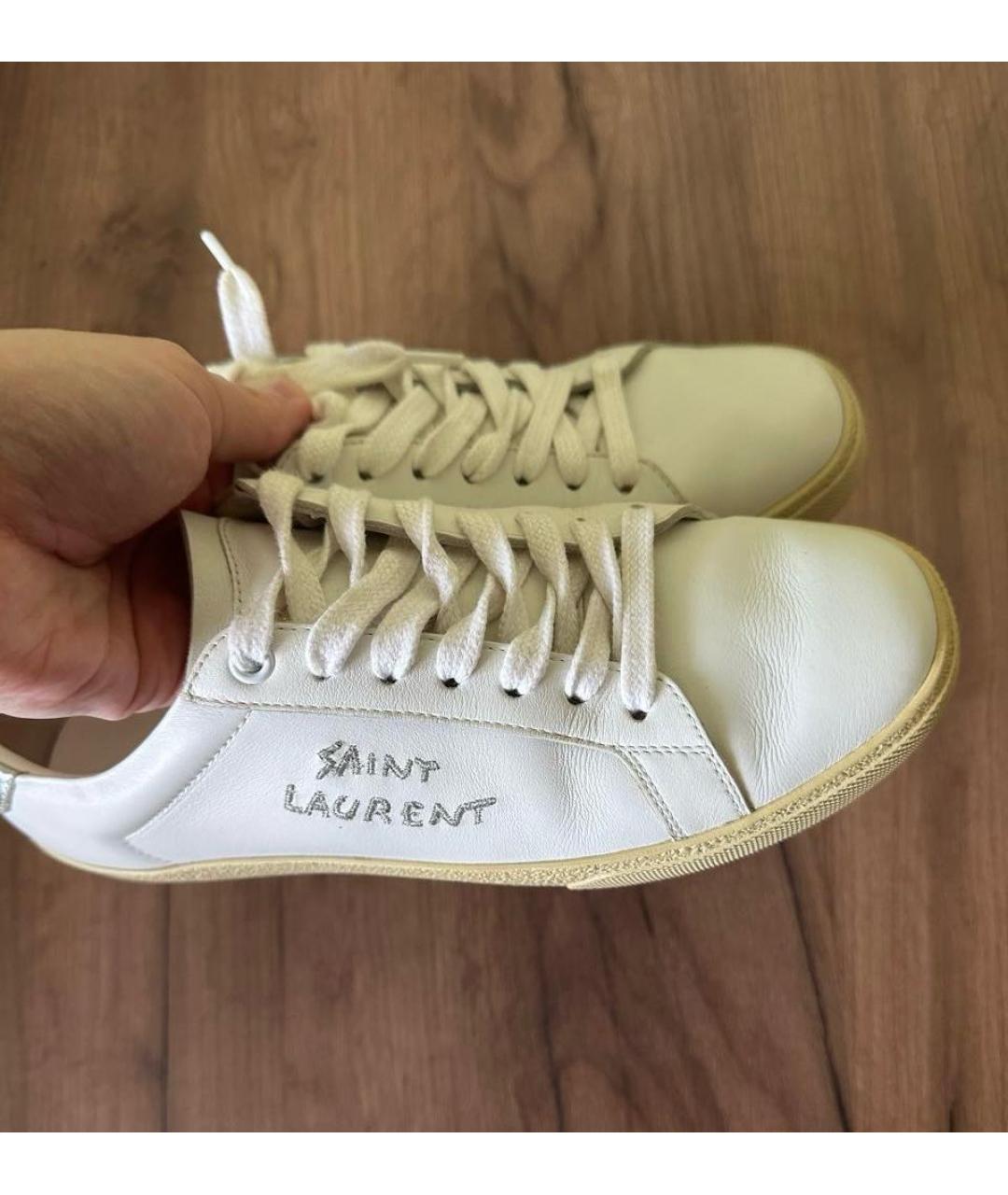 SAINT LAURENT Белые кожаные кеды, фото 2