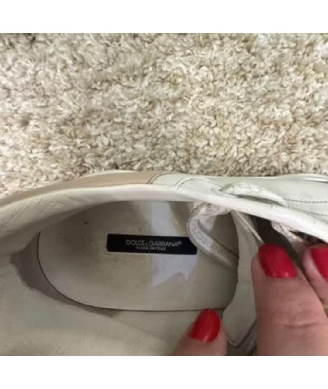 DOLCE&GABBANA Белые кожаные кроссовки, фото 5