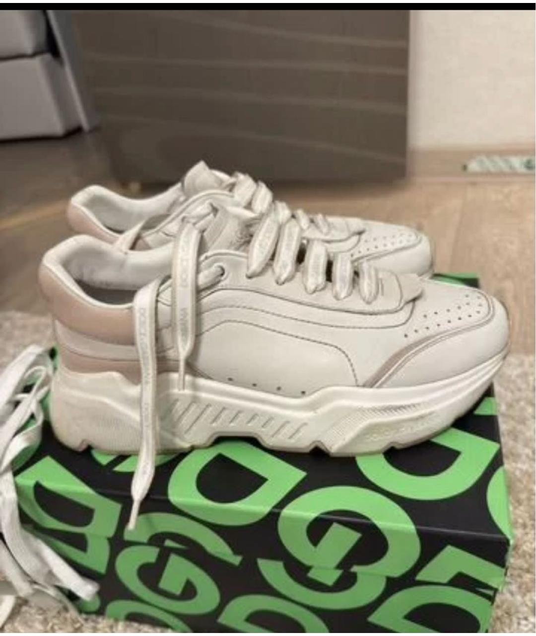 DOLCE&GABBANA Белые кожаные кроссовки, фото 7