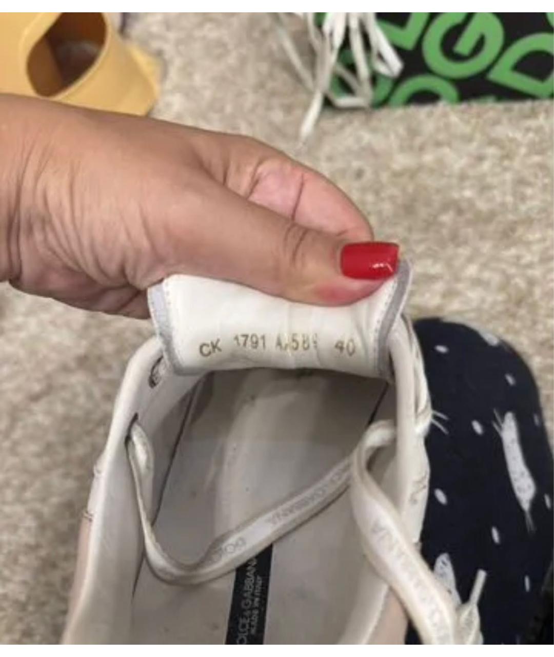 DOLCE&GABBANA Белые кожаные кроссовки, фото 4