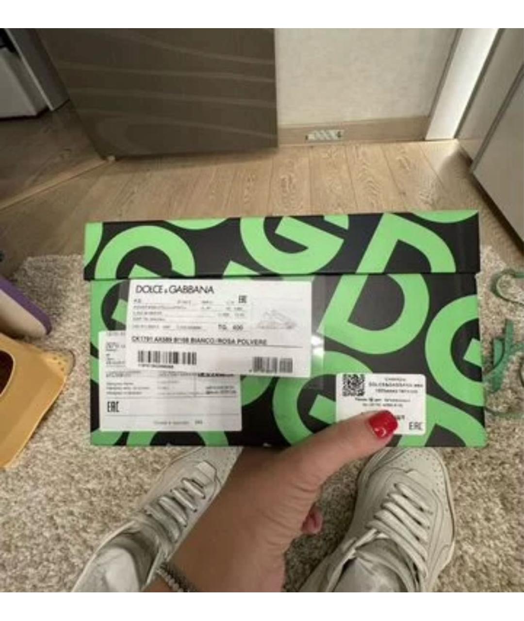 DOLCE&GABBANA Белые кожаные кроссовки, фото 6