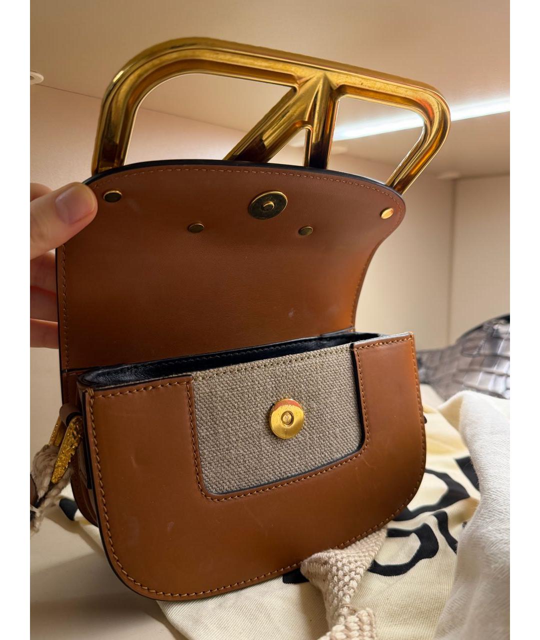 VALENTINO Коричневая кожаная сумка через плечо, фото 5