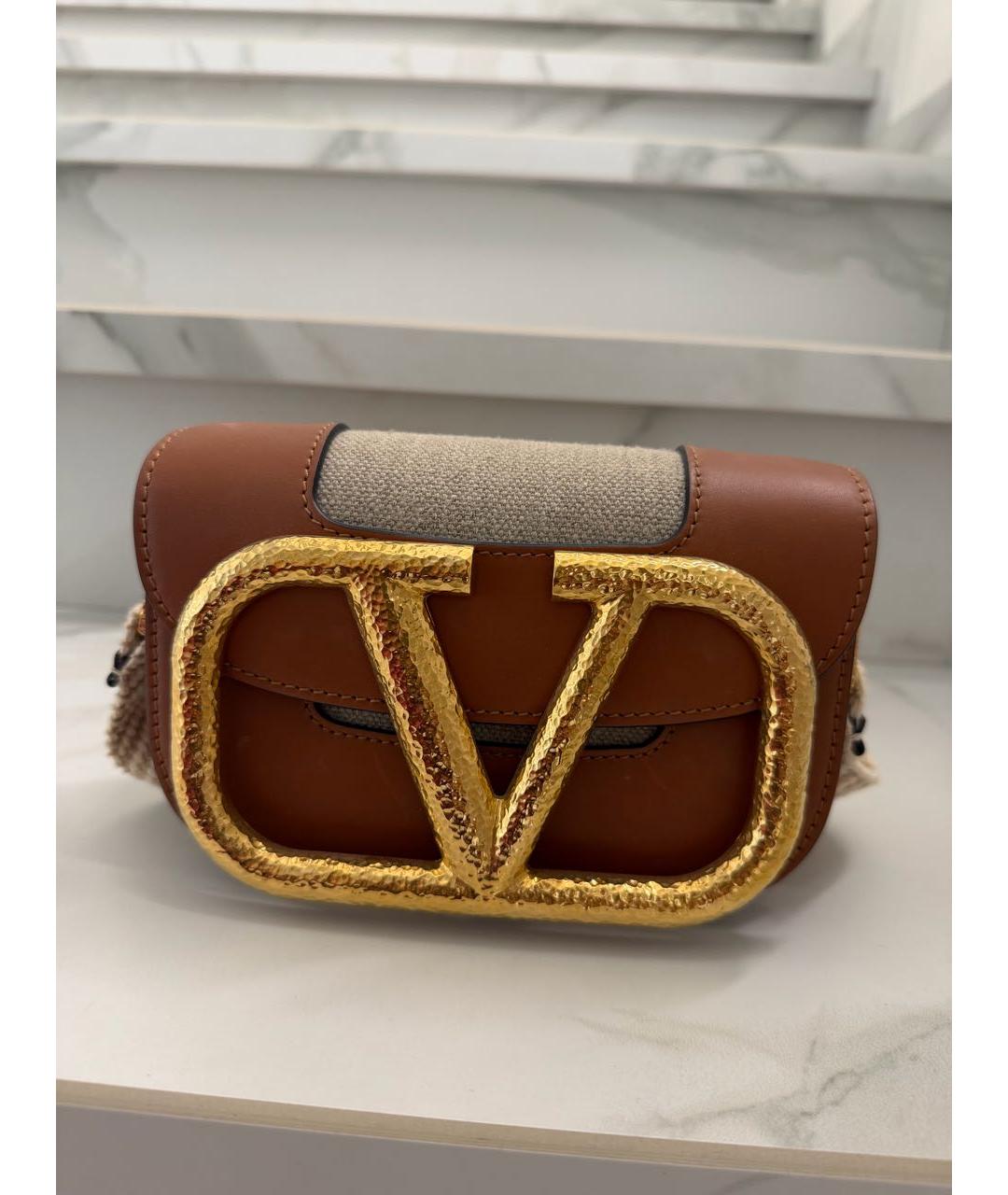 VALENTINO Коричневая кожаная сумка через плечо, фото 8