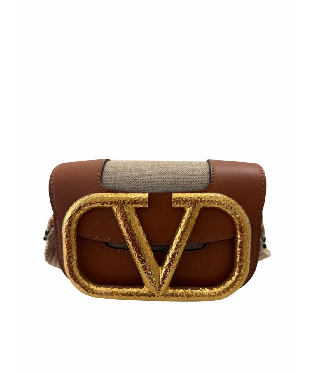 VALENTINO Коричневая кожаная сумка через плечо, фото 1