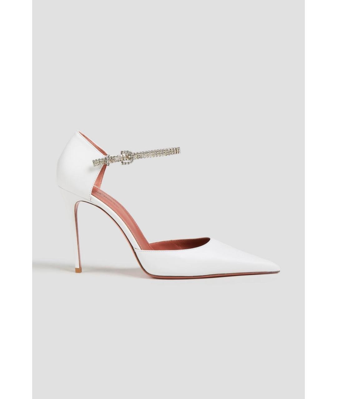 Amina Muaddi Белые кожаные туфли, фото 5