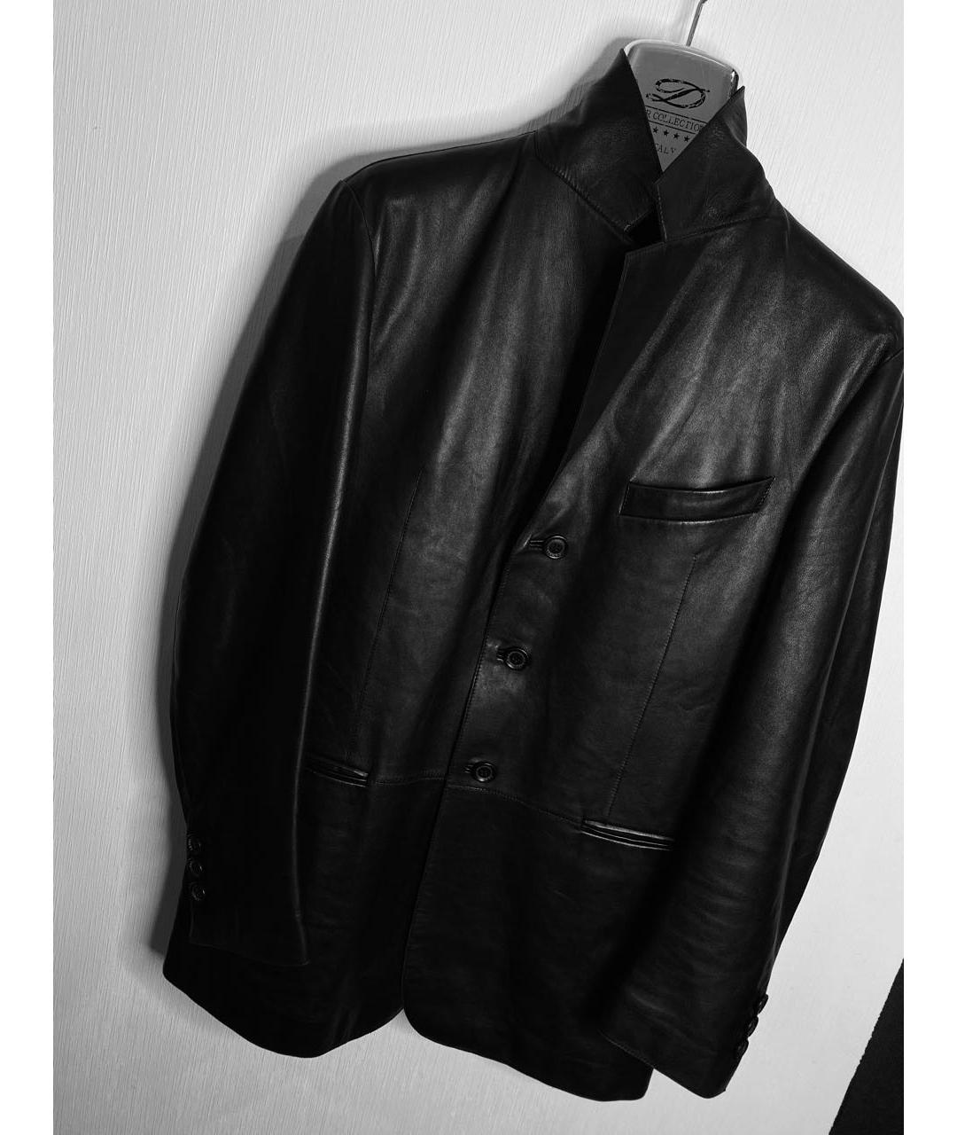 CANALI Черный кожаный пиджак, фото 4
