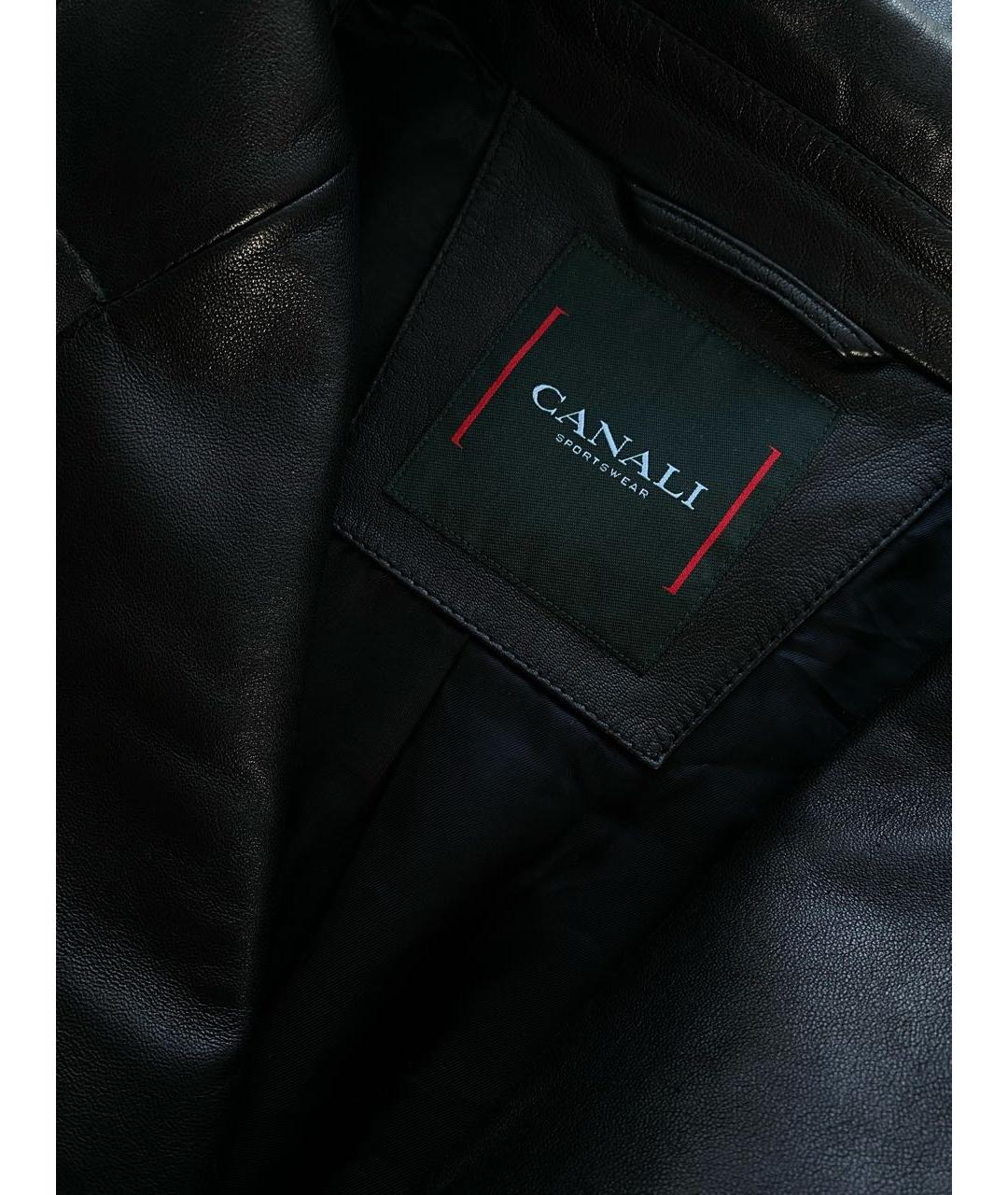 CANALI Черный кожаный пиджак, фото 6