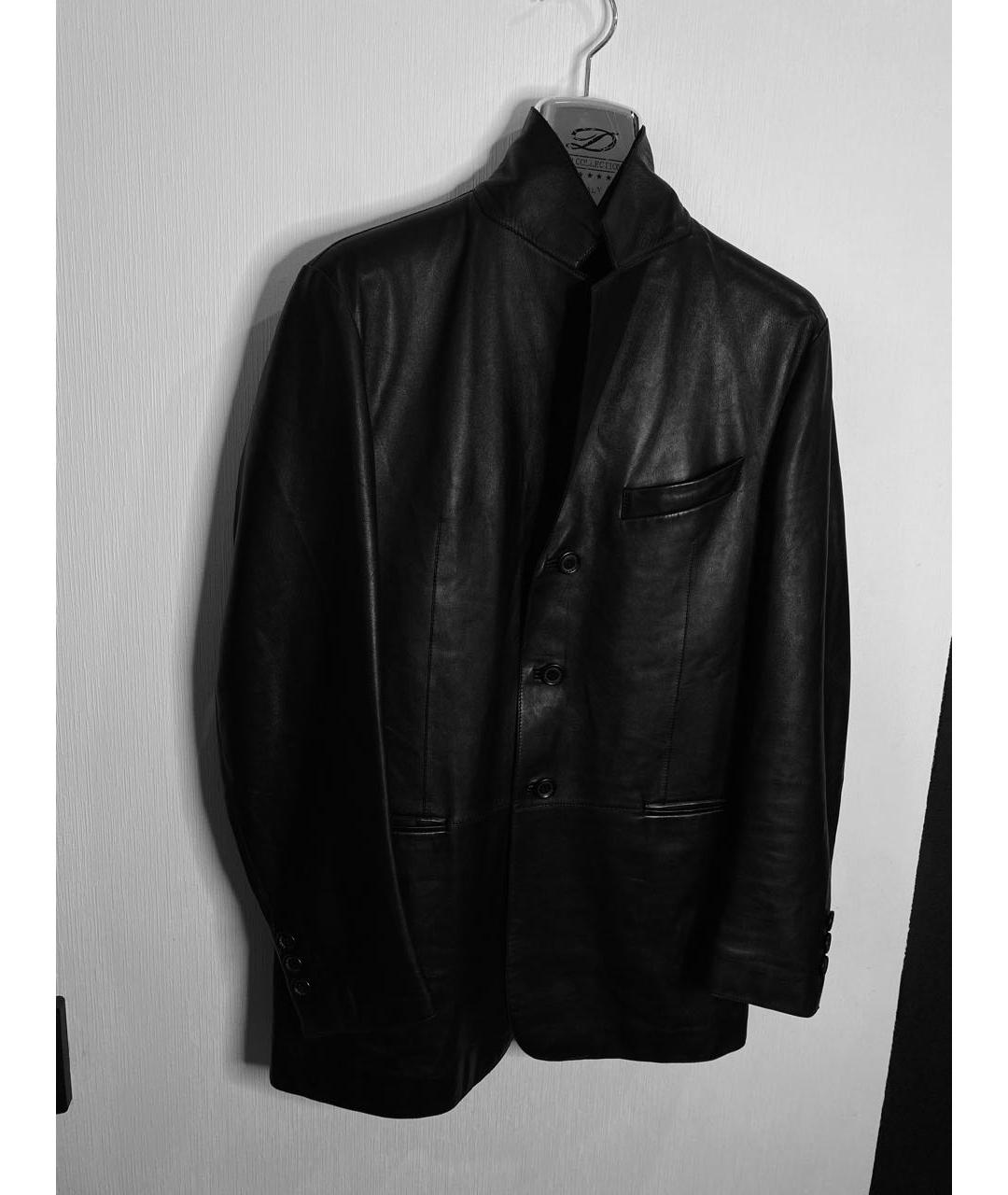 CANALI Черный кожаный пиджак, фото 2