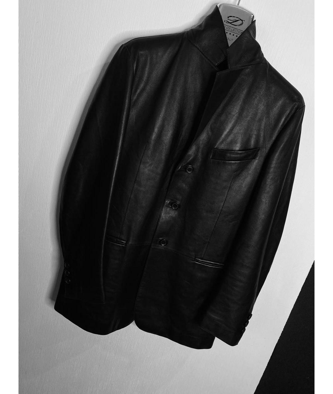 CANALI Черный кожаный пиджак, фото 5
