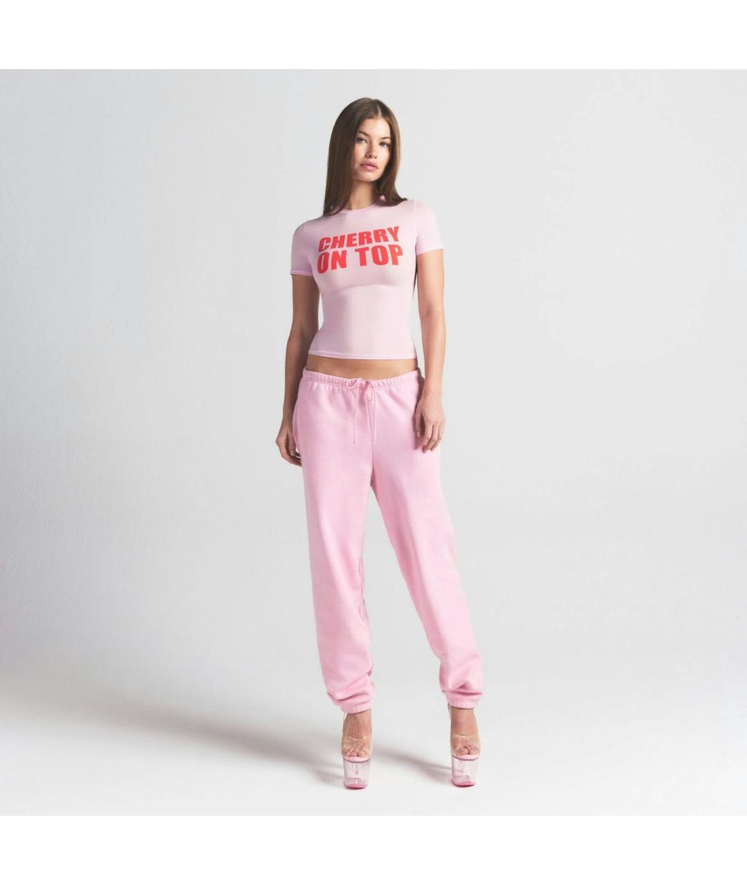 SKIMS Розовая полиамидовая футболка, фото 4