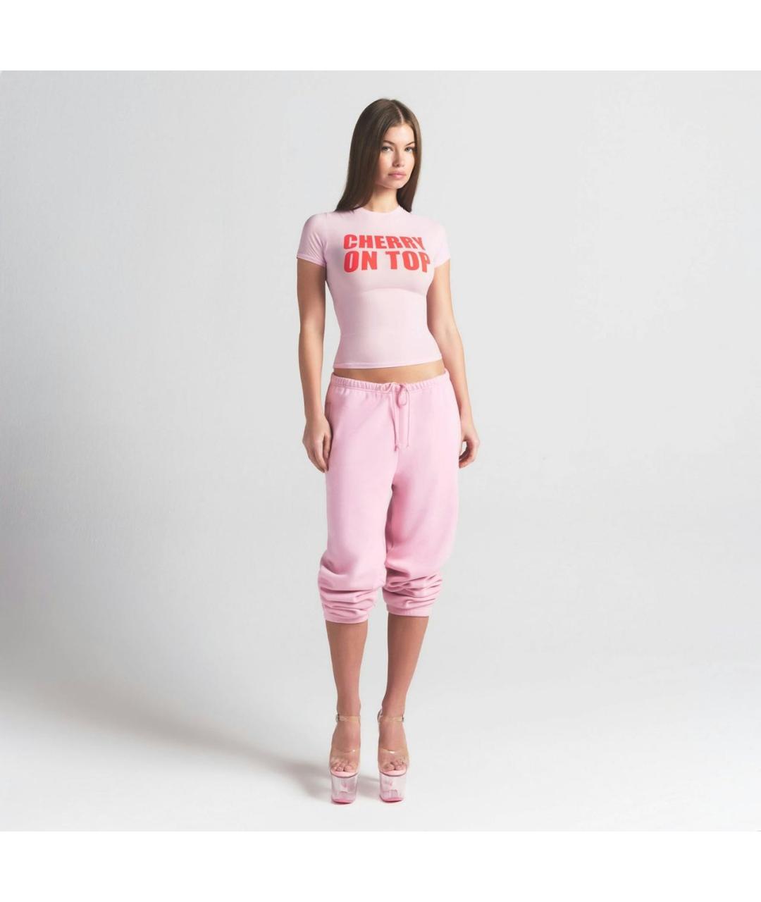 SKIMS Розовая полиамидовая футболка, фото 2