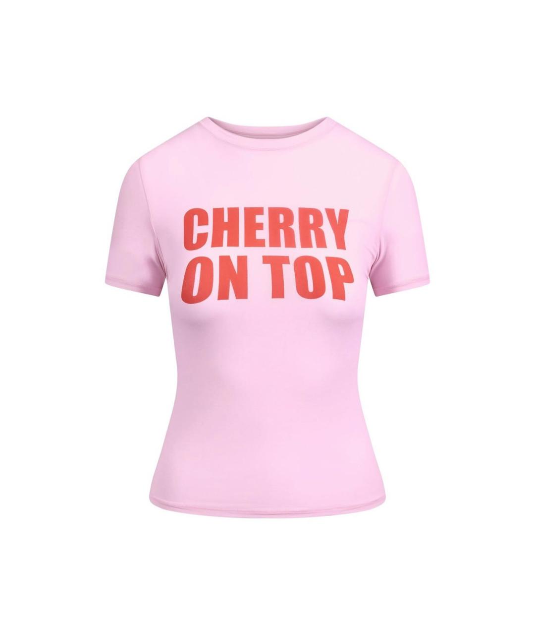 SKIMS Розовая полиамидовая футболка, фото 5