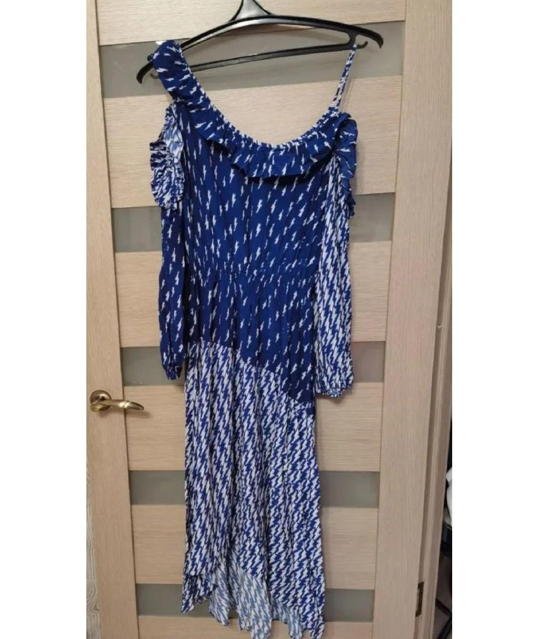 SANDRO Синее вискозное повседневное платье, фото 2