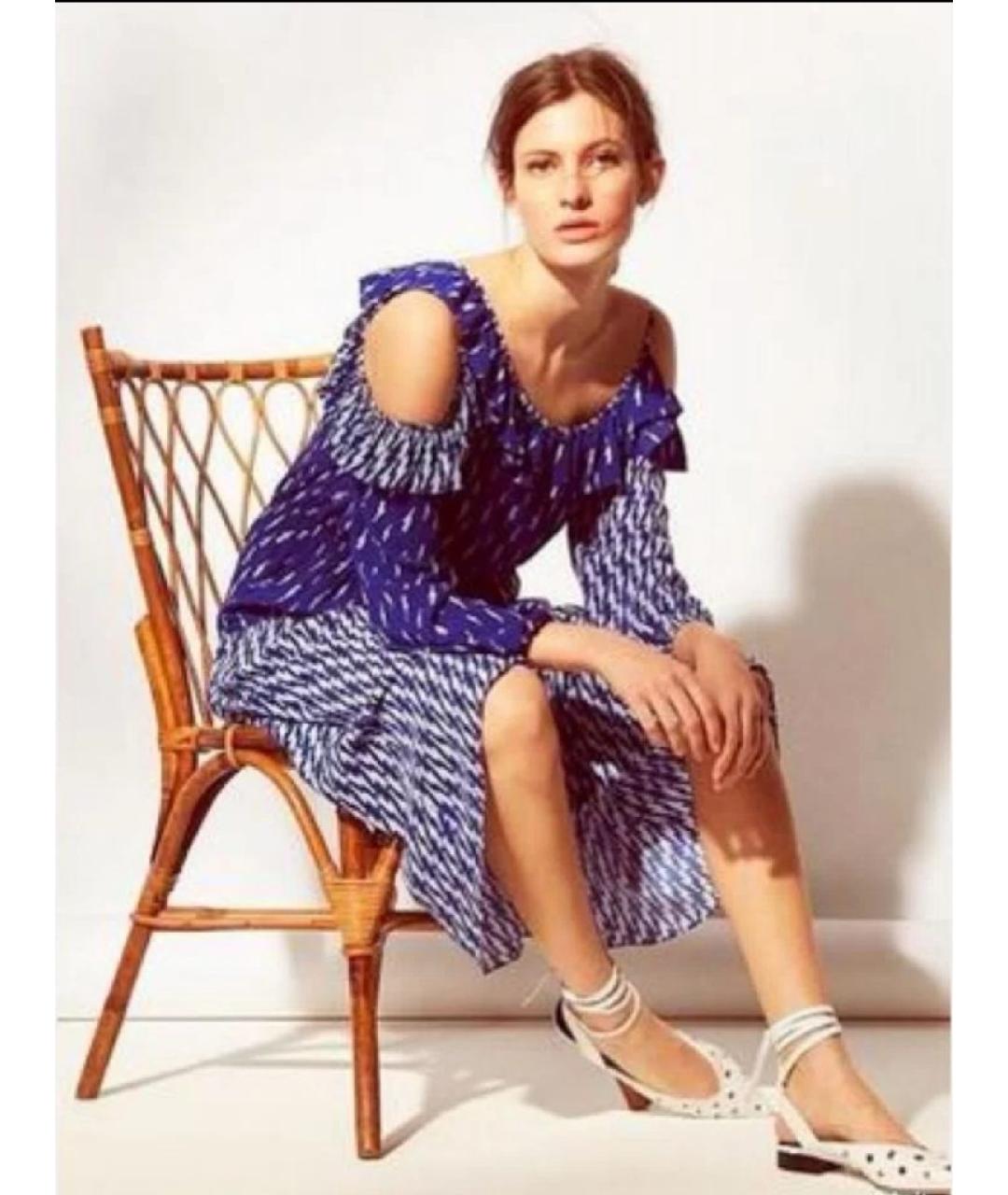 SANDRO Синее вискозное повседневное платье, фото 6