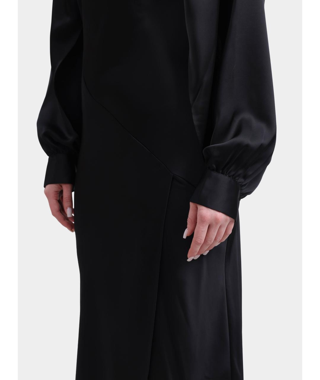 HUGO Черное атласное вечернее платье, фото 5