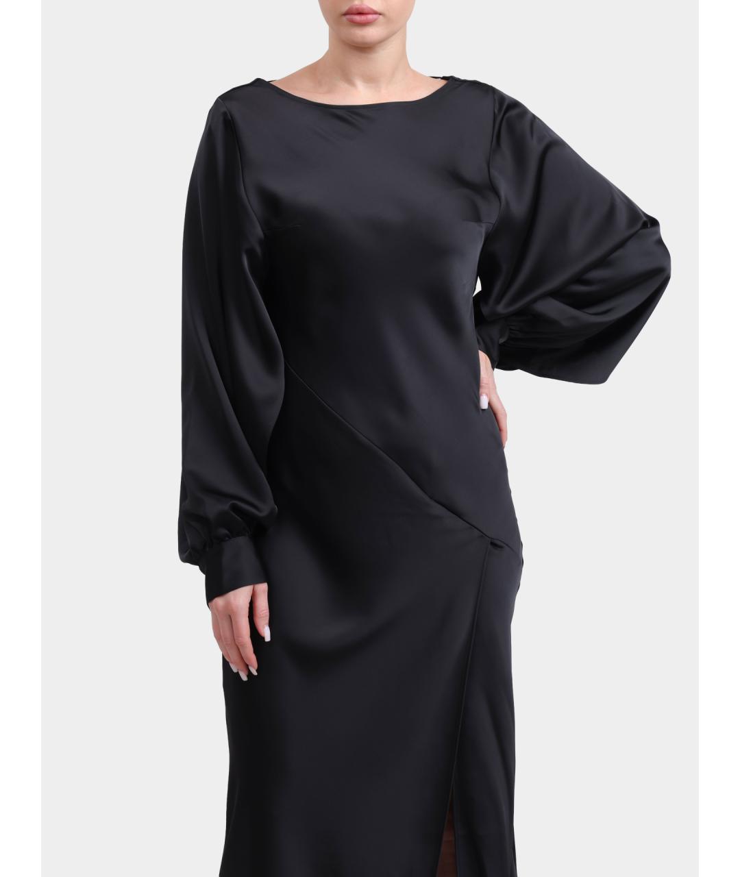 HUGO Черное атласное вечернее платье, фото 2
