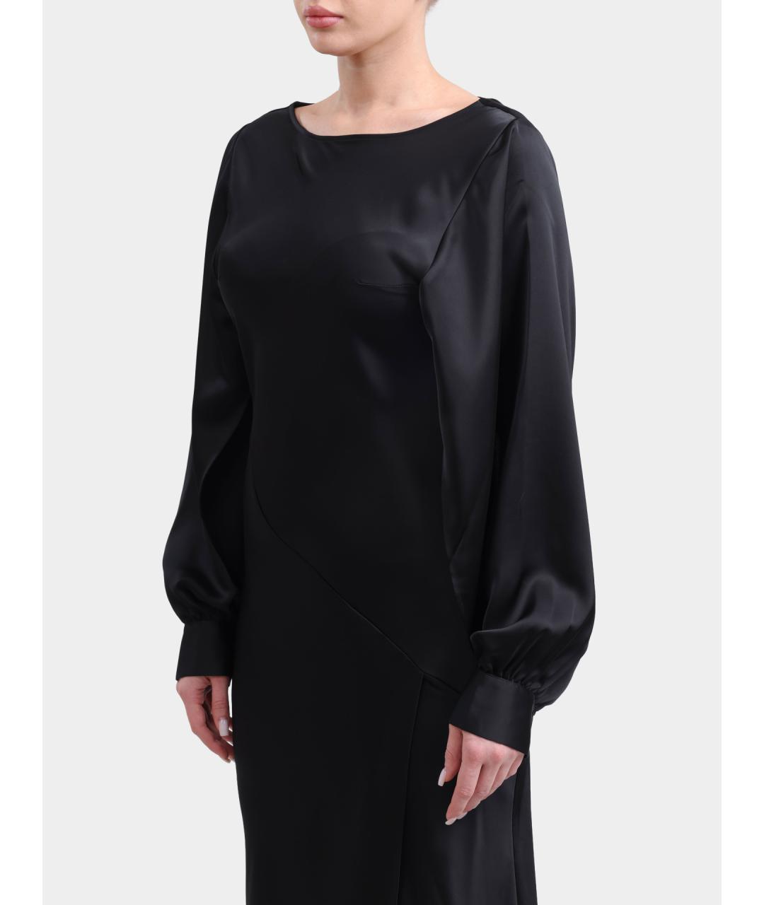 HUGO Черное атласное вечернее платье, фото 4