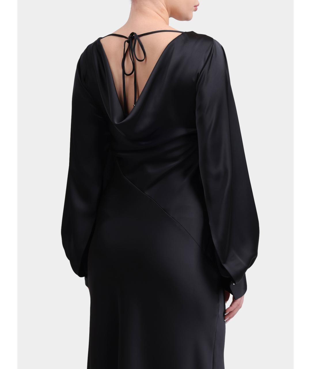HUGO Черное атласное вечернее платье, фото 6