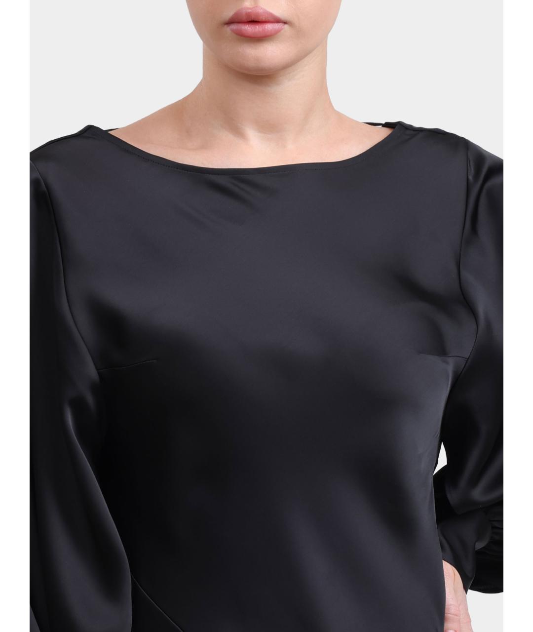 HUGO Черное атласное вечернее платье, фото 3