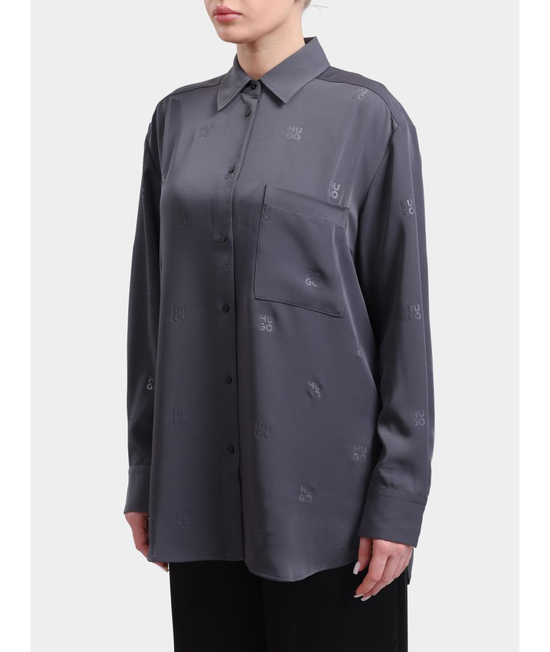 HUGO Серая полиэстеровая рубашка, фото 3