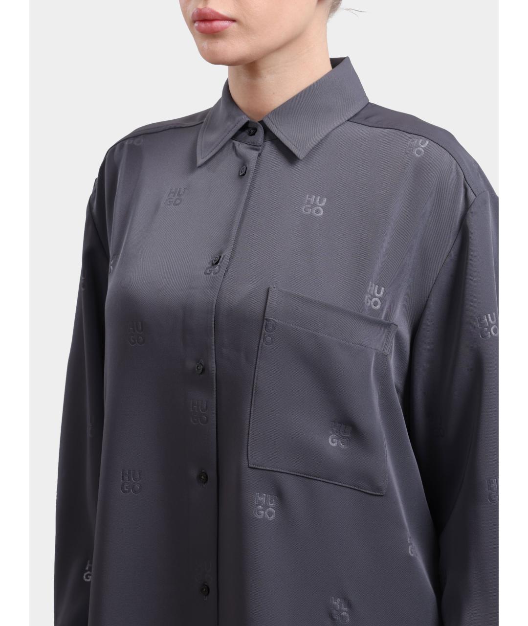 HUGO Серая полиэстеровая рубашка, фото 4