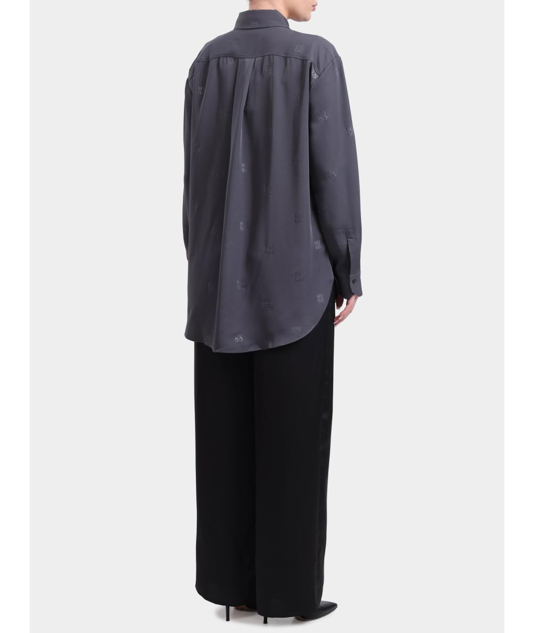 HUGO Серая полиэстеровая рубашка, фото 5