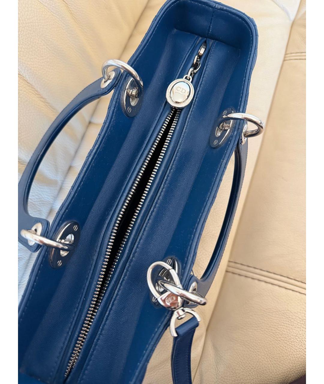 CHRISTIAN DIOR Синяя кожаная сумка тоут, фото 5