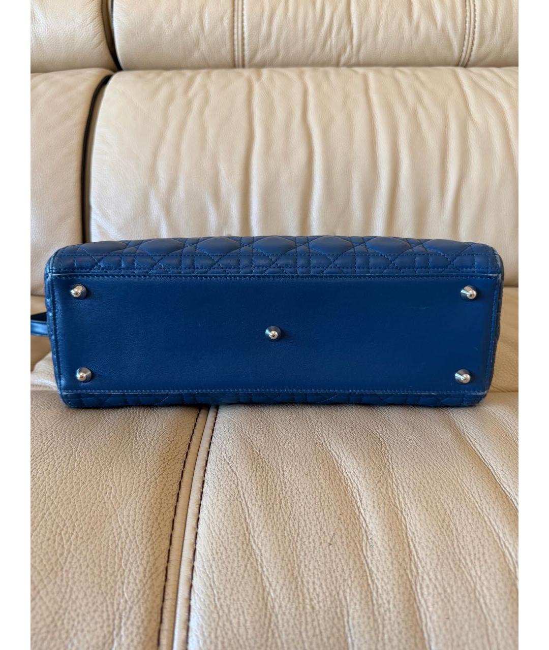 CHRISTIAN DIOR Синяя кожаная сумка тоут, фото 7
