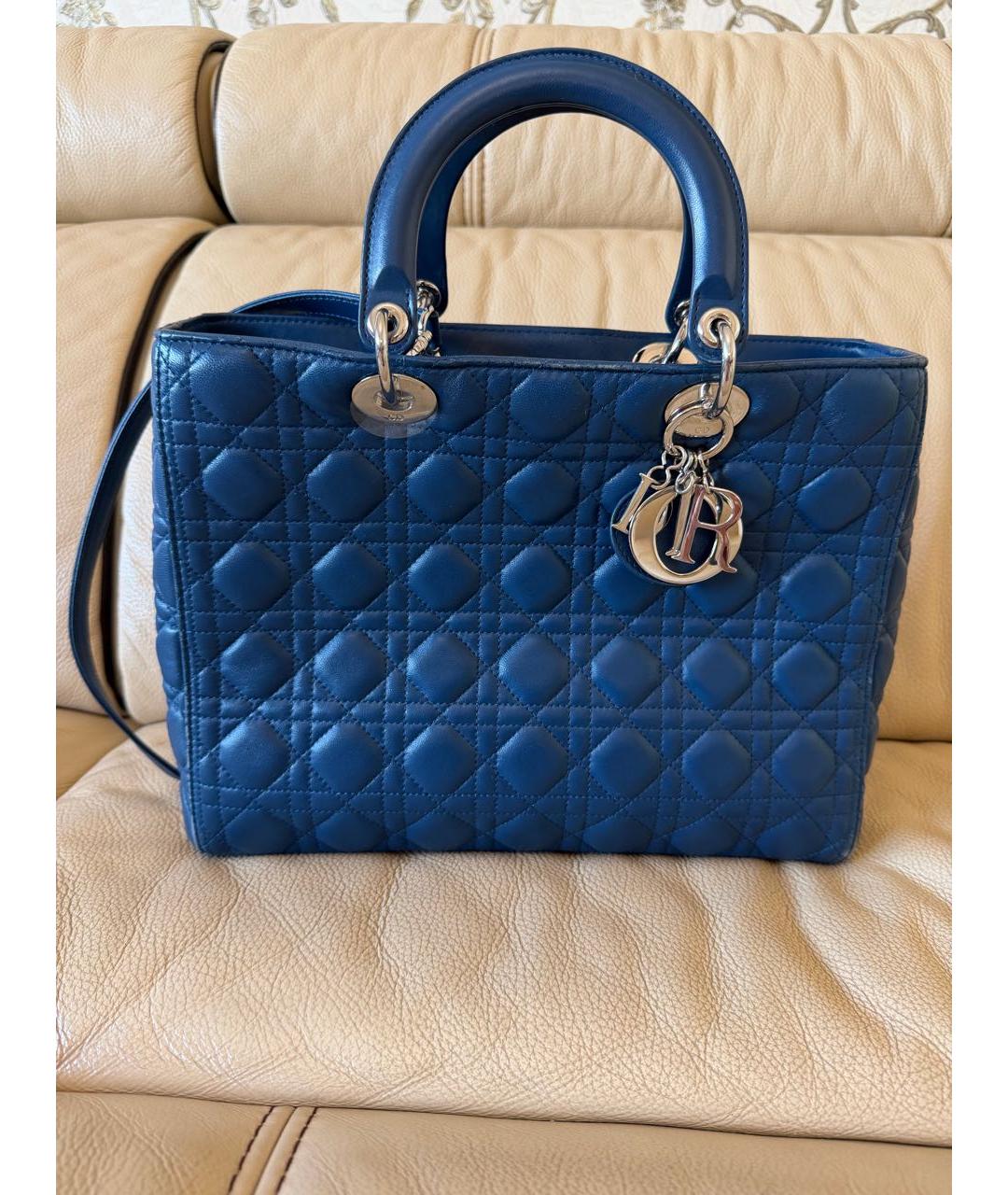 CHRISTIAN DIOR Синяя кожаная сумка тоут, фото 9