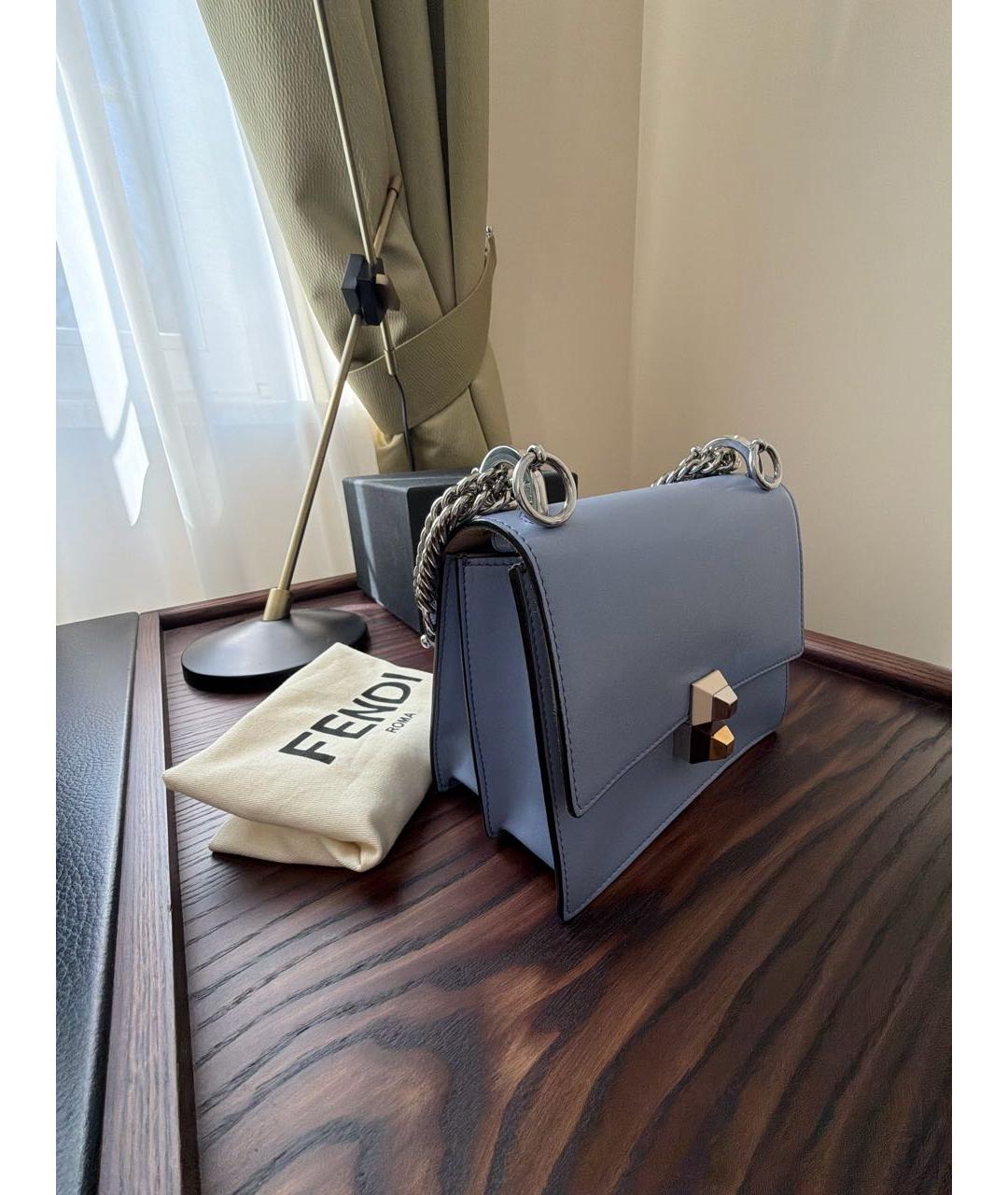 FENDI Голубая кожаная сумка через плечо, фото 2