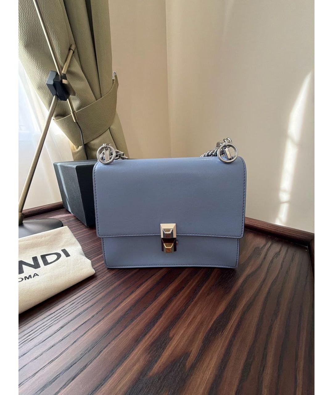 FENDI Голубая кожаная сумка через плечо, фото 8